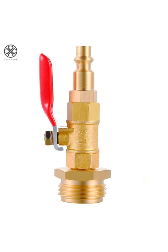 RV Winterize Blowout Adapter with 1/4" Male Quick Connect Plug and 3/4" Male GHT Thread, Wintering Quick Fitting with Ball Valve for Winterize RV Boat Camper Trailer