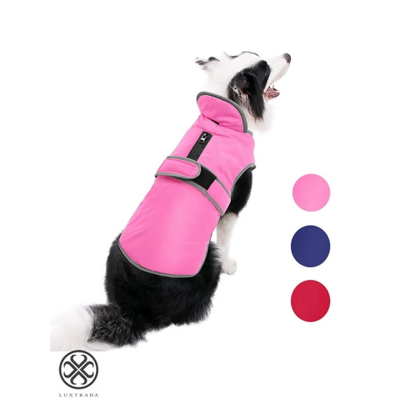Luxtrada Reflective Waterproof Windproof Dog Coat Cold Weather Warm Dog Jacket Reversible Stormguard Winter Dog Vest for Small Medium Large Dogs