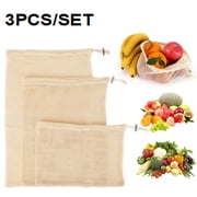 Luxtrada Reusable Cotton Mesh shopping Bags Reusable Grocery Shopping Produce Bags for Veggie Fruit Vegetable Grocery Storage - 3 Pack