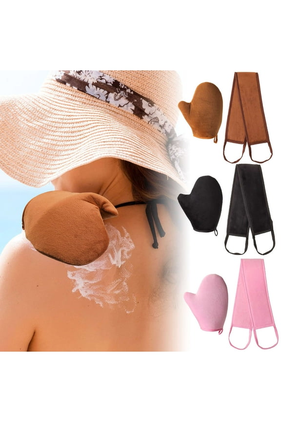 Self Tanning Mitt Applicator Sunless Tanner Glove Reusable Tanning Lotion Applicator Glove for Face and Body (Black)