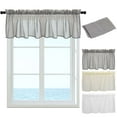 thumbnail image 1 of Luxtrada Semi Sheer Faux Linen Slub Textured Curtains Checkered Rod Pocket Valance for Window, Kitchen, Living Room, Bedroom 52*18.1in (Light Yellow), 1 of 8