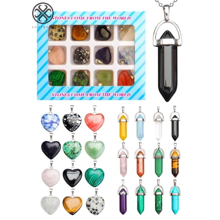 Luxtrada Set 12PCS Natural Healing Reiki Quartz Crystal Heart Stone Gemstone Collection