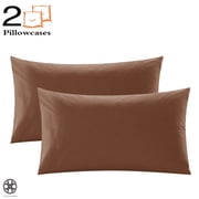 Luxtrada Set of 2 Premium 1800 Ultra-Soft Polyester Pillowcase Set with Envelope Closure Pillow Cover for Home Bedroom Hotel Travel Queen Size,Coffee