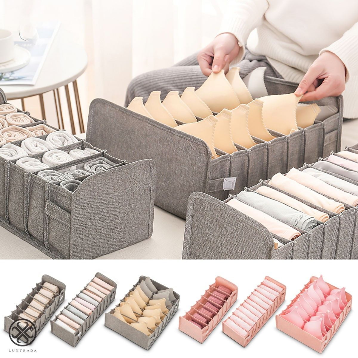 Luxtrada Set of 3 Underwear Organizer Drawer Divider, Foldable ...
