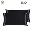 thumbnail image 1 of Luxtrada Set of 2 Solid Color Pillowcases Pillow Cover for Home Bedroom Hotel Travel (King Size,Black), 1 of 11