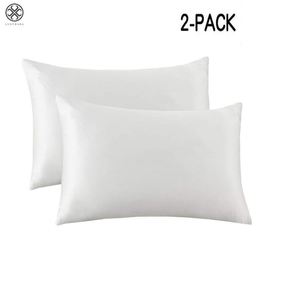 Luxtrada Set of 2 Solid Color Pillowcases Pillow Cover for Home Bedroom Hotel Travel (Queen Size,White)