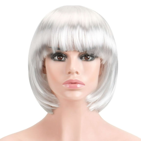 Luxtrada Sexy BOBO Full Wig Multiple Colors Cosplay Costume Anime Halloween Party Hair (White)