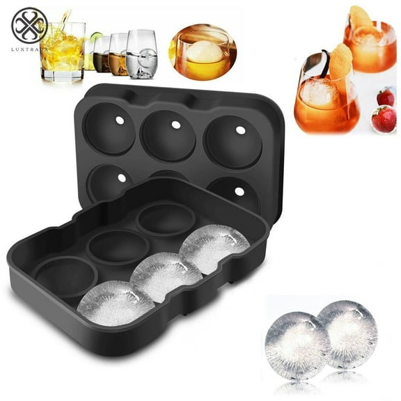 Luxtrada Silicone ICE Ball Maker Round Sphere Tray Cube Mold For Whiskey Cocktails Party (Six Sphere Molds)