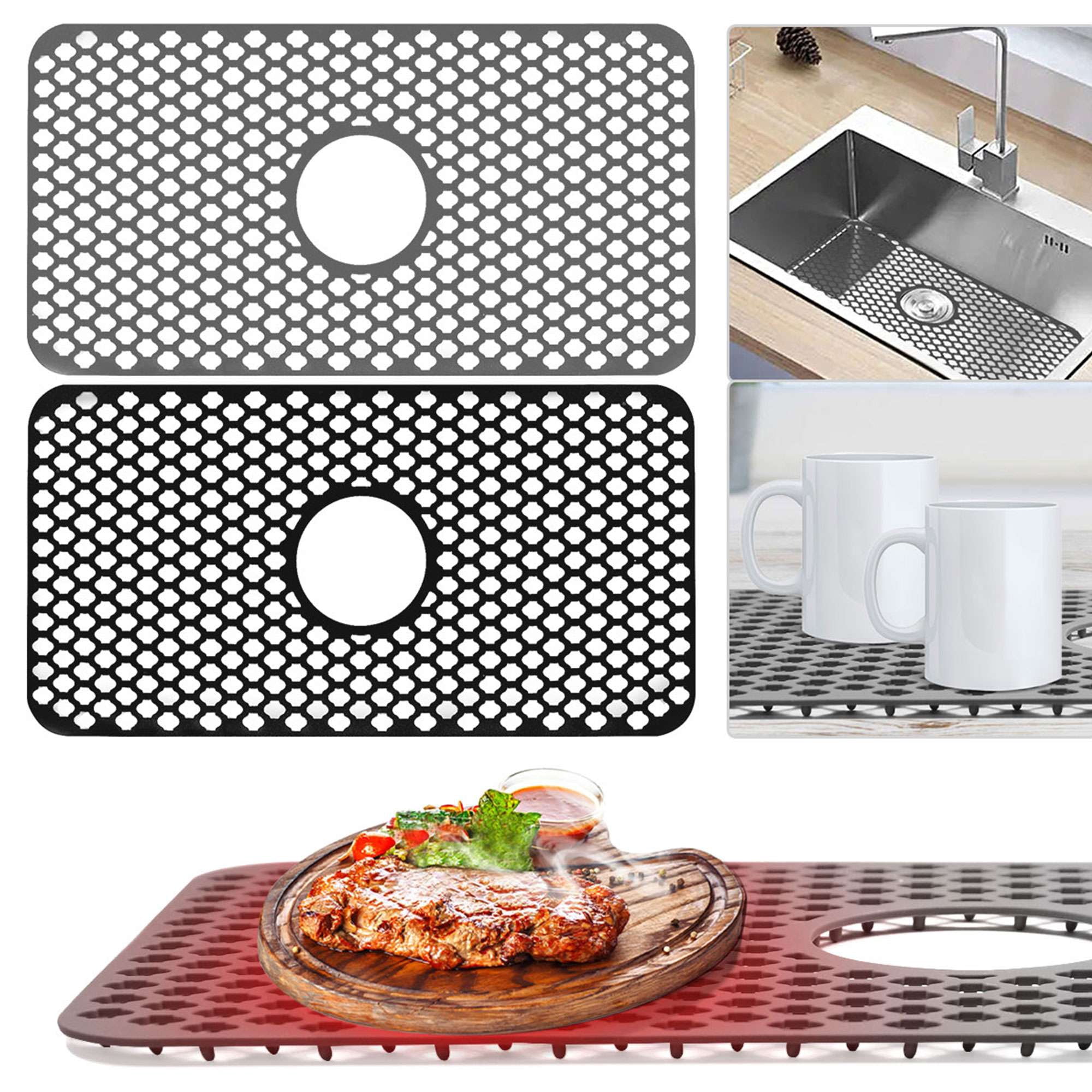 Luxtrada Silicone Sink Mat, Kitchen Sink Protectors for Kitchen Sink ...