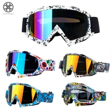 Luxtrada Ski Goggles Skate Glasses Over Glasses Snow Goggles with UV 400 Protection Windproof and Dustproof for Snowboard Motorcycle Bicycle for Men and Women (Blue/Bright Red)