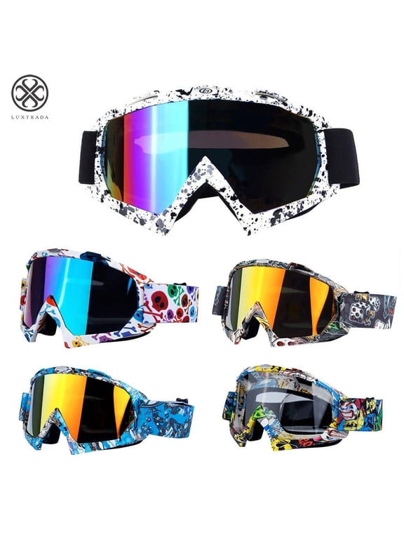 Ski Goggles Skate Glasses Over Glasses Snow Goggles with UV 400 Protection Windproof and Dustproof for Snowboard Motorcycle Bicycle for Men and Women (Blue/Bright Red)