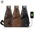 thumbnail image 1 of Luxtrada Sling Backpack Anti-Theft Leather Bag One Strap Crossbody Shoulder for Travel Sport Hiking Daypacks for Men Women with USB Charging Port, 1 of 10