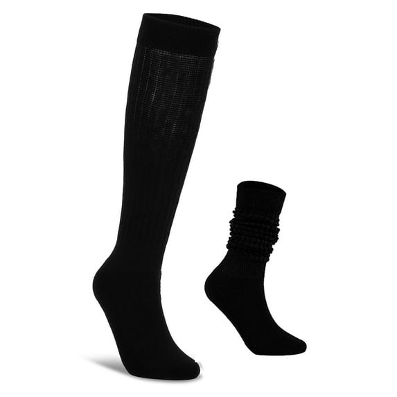 Luxtrada Slouch Socks Women and Men Extra Tall Heavy Cotton Socks Size 9 to 11 (Black)