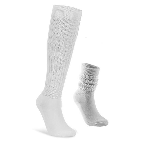 Luxtrada Slouch Socks Women and Men Extra Tall Heavy Cotton Socks Size 9 to 11 (White)