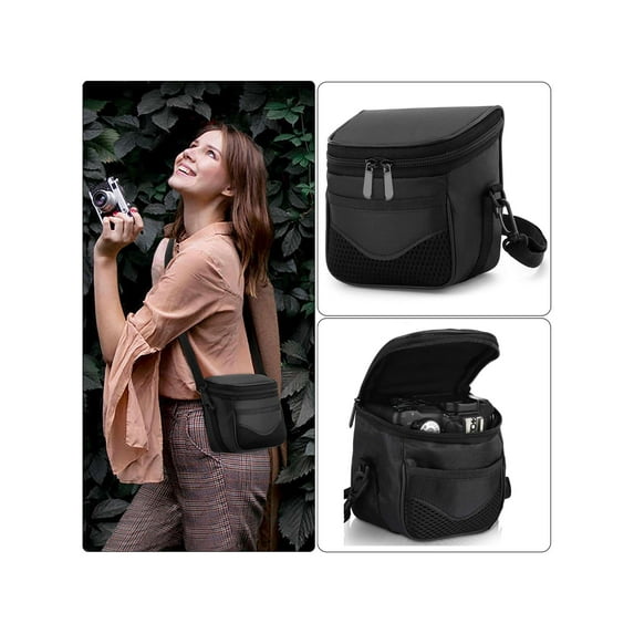 Luxtrada Small Camera Shoulder Bag Protective Case Pouch Zipper Adjustable for Mirrorless, Black