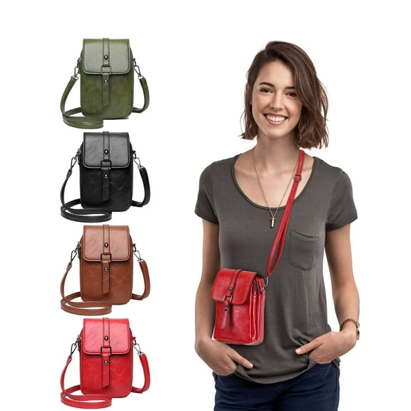 Luxtrada Small Cell Phone Purse Wallet Shoulder Bag Case Crossbody Pouch Handbag PU Women (Green)