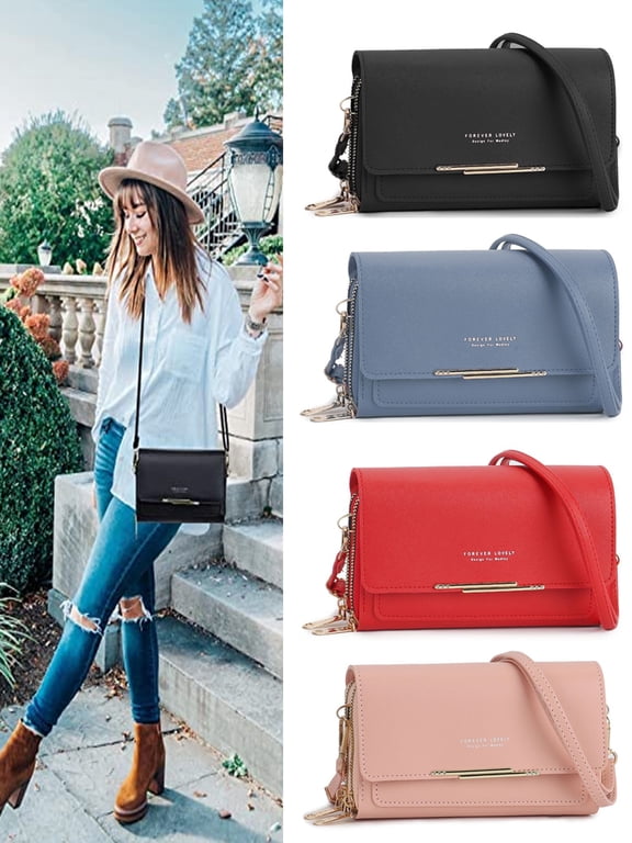 Small Crossbody Bag for Women,Cell Phone Purse Women's Shoulder Handbags Wallet Purse with Credit Card Slots (Black)