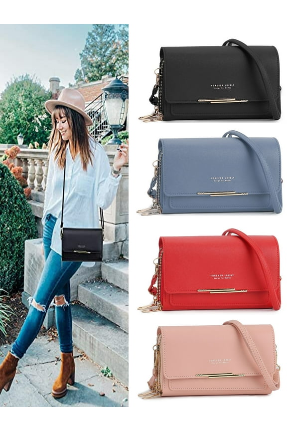 Small Crossbody Bag for Women,Cell Phone Purse Women's Shoulder Handbags Wallet Purse with Credit Card Slots (Black)