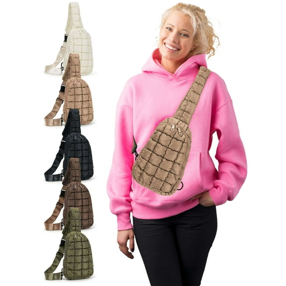 Luxtrada Small Puffer Sling Bag for Women Quilted Fashion Waist Packs Puffy Crossbody Bag Fanny Pack Chest Bag for Travel (Green)