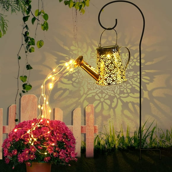 Luxtrada Solar Lights Outdoor Garden Decorative, Small Watering Can Hanging Kettle Lantern Light Retro Waterproof Copper Solar Twinkle Lights for Backyard Table Patio Yard (Kettle+Bracket)