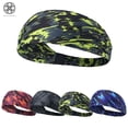 thumbnail image 1 of Luxtrada Sports Headbands for Men Women Non-Slip & Moisture Wicking Elastic Yoga Headband Hairband for Working Out, Running, Gym, Cycling (Camo Green), 1 of 9