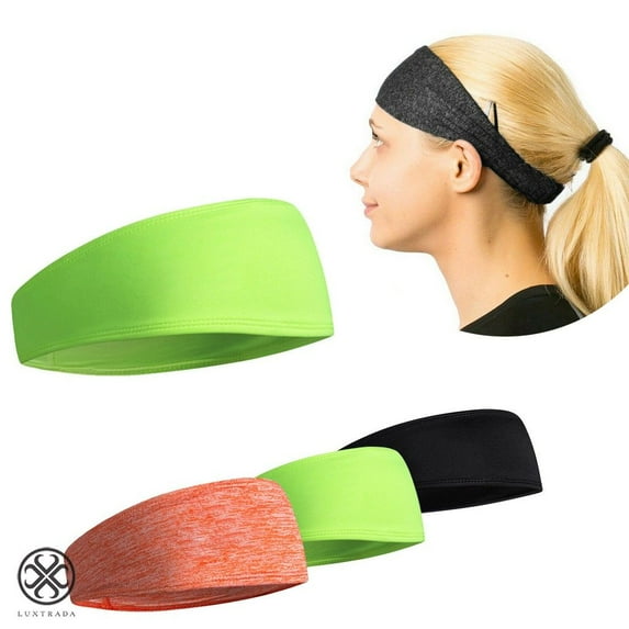 Luxtrada Sports Headbands for Men Women Non-Slip & Moisture Wicking Elastic Yoga Headband Hairband for Working Out, Running, Gym, Cycling (Green)