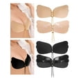 thumbnail image 1 of Luxtrada Strapless Self Adhesive Bra, Push Up Invisible Silicone Bras for Women with Drawstring Suit For Dress Wedding Party "Cup D,Black", 1 of 7