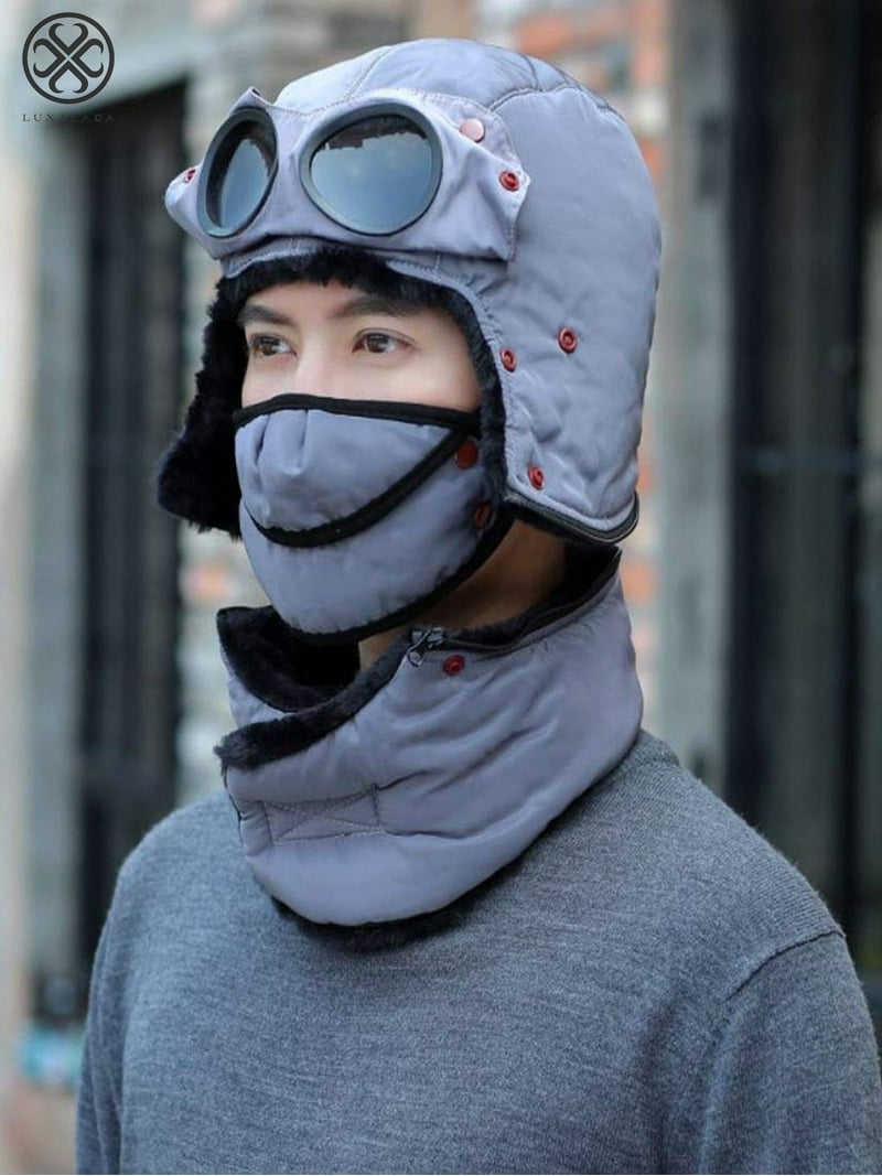 Luxtrada Thermal Winter Trapper Hat with Glasses Ski Hunting