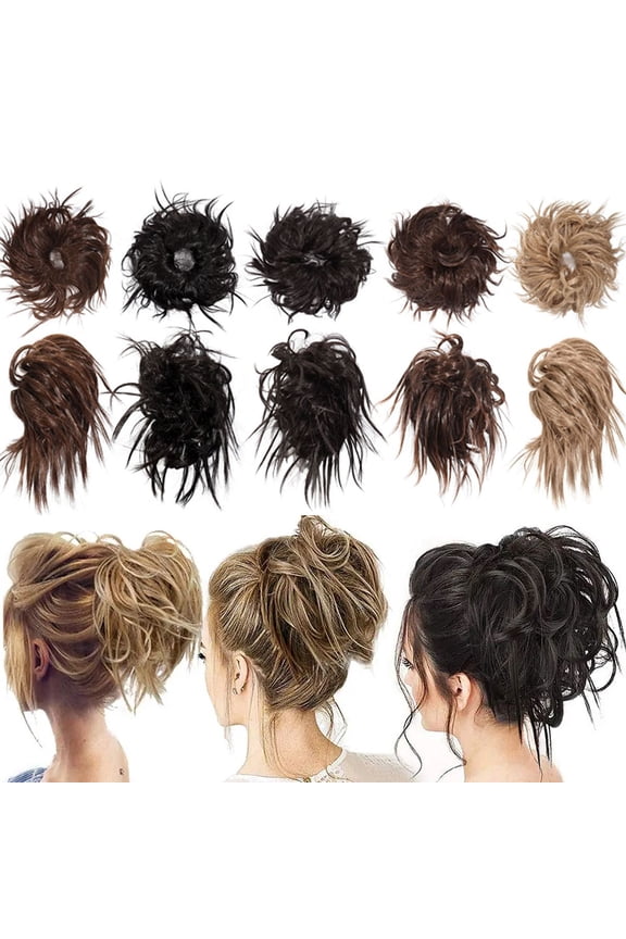 Tousled Updo Messy Bun Hair Piece Hair Extension Ponytail With Elastic Rubber Band Updo Extensions Hairpiece Synthetic Ponytail Extensions Scrunchies for Women (2#)