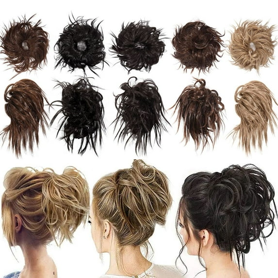 Luxtrada Tousled Updo Messy Bun Hair Piece Hair Extension Ponytail With Elastic Rubber Band Updo Extensions Hairpiece Synthetic Ponytail Extensions Scrunchies for Women (4#)