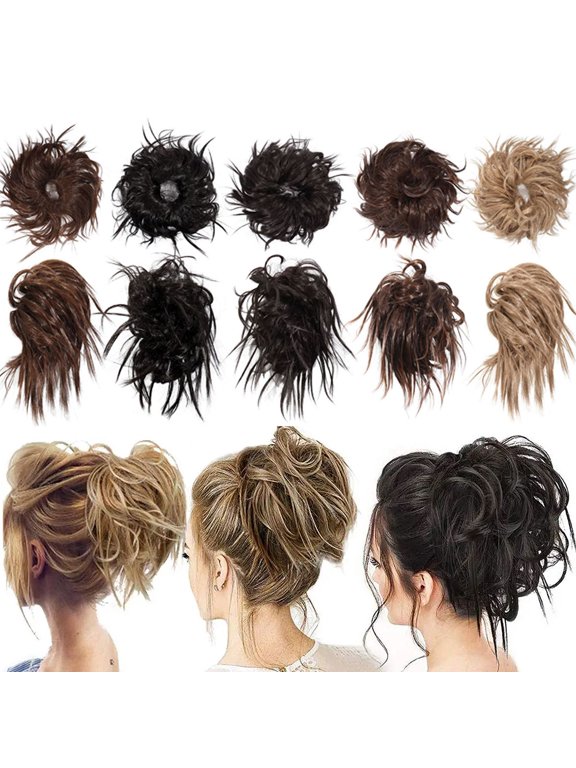 Tousled Updo Messy Bun Hair Piece Hair Extension Ponytail With Elastic Rubber Band Updo Extensions Hairpiece Synthetic Ponytail Extensions Scrunchies for Women (2#)