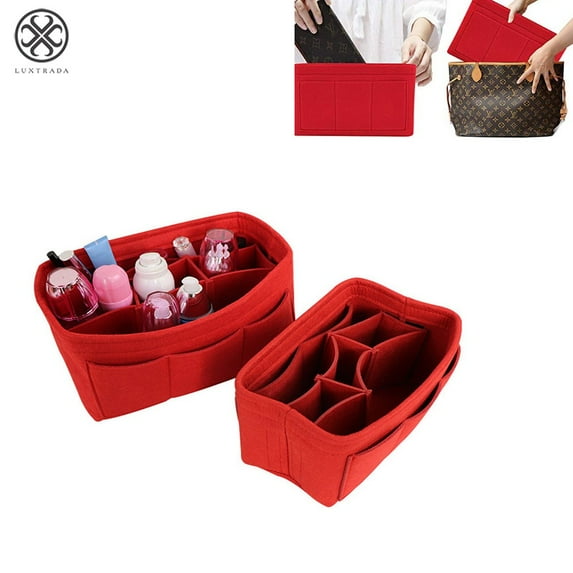Luxtrada Travel Felt Insert Handbag Organizer Compartment Bag Purse Large liner Makeup Cosmetic Pouch Storage Tote Bag for Women (XL,Red)