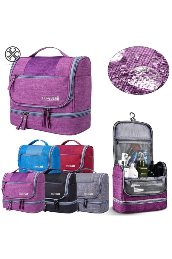 Travel Makeup Bag Train Case Makeup Cosmetic Case Organizer Portable Artist Storage Bag(Purple)