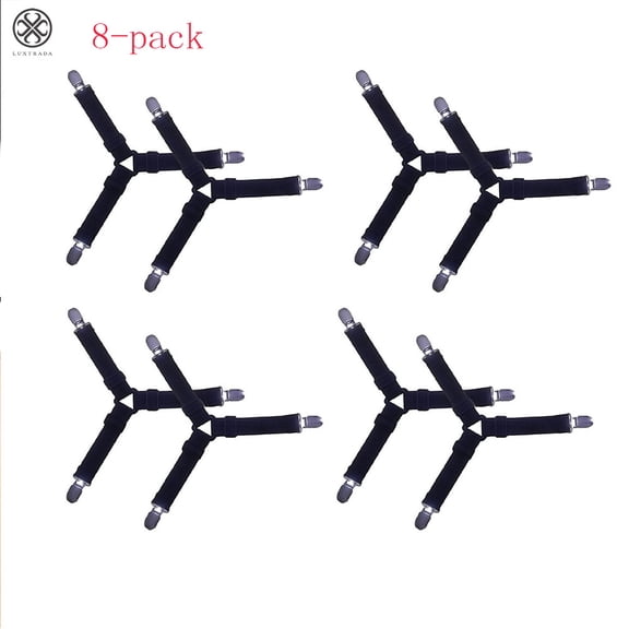Luxtrada Triangle Bed Mattress Sheet Clips Grippers Straps Suspender Fastener Holder 8-pack/2set
