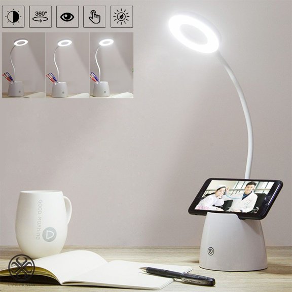 Luxtrada USB Flexible Reading LED Light Desk Table Lamp Book Lamp 3 Level Brightness, Touch Dimmer Control, Eye-Caring Lamp for Bedside Office Hotel