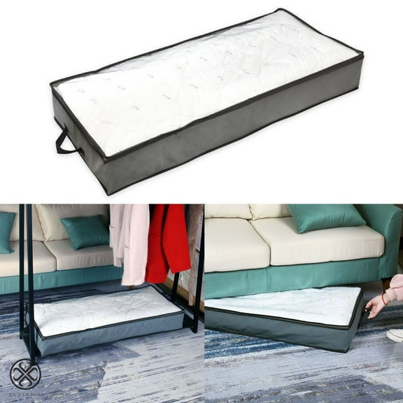 Luxtrada Underbed Storage Bags, 2/1pcs Long Under the Bed Organizer, Foldable Storage Container Bins Box with Clear Window and Handles, Breathable Multipurpose Organizer for Clothes