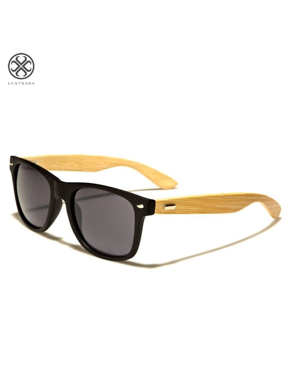 Vintage Classic Stylish Wood Wooden Bamboo Eyewear Unisex Mens Womens Retro Sunglasses (Black&Grey)