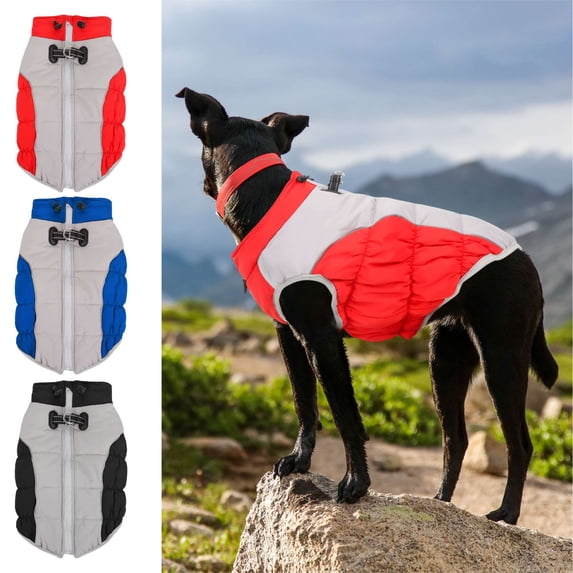 Luxtrada Warm Dog Winter Coat Reflective Zippered Dog Jacket with Harness Windproof Dog Cold Weather Coats Dog Snow Jacket for Small Medium Large Dogs (Black,5XL)