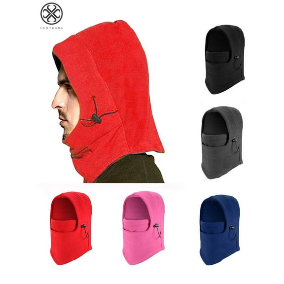 Luxtrada Warm Fleece Balaclava Windproof Ski Mask Ski Bike Full Face Mask Neck Warmer Winter Sports Cap (Red)