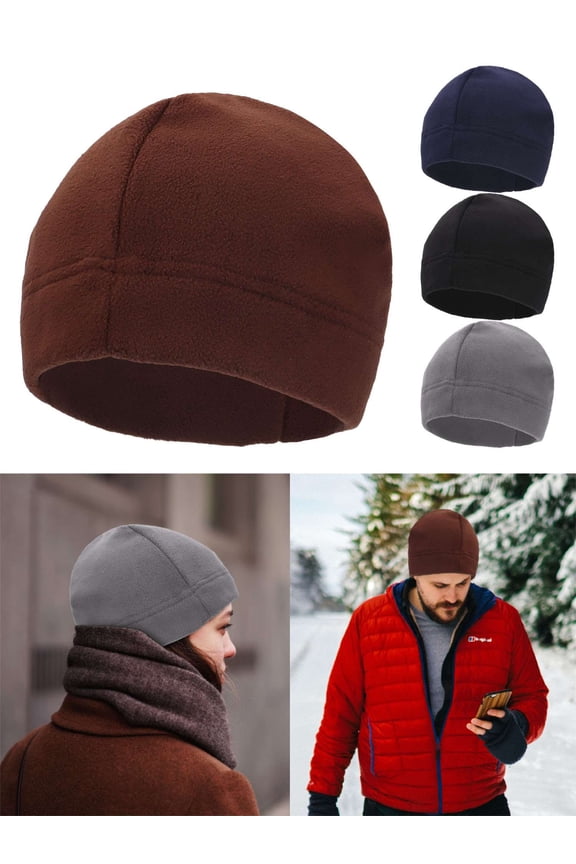Warm Winter Fleece Watch Cap Beanie Skull Hat for Men Women (Brown)