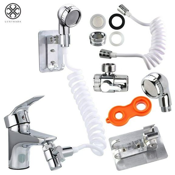 Luxtrada Wash Face Basin Water Tap External Faucet Shower Flexible Nozzle Sprinkler Kit