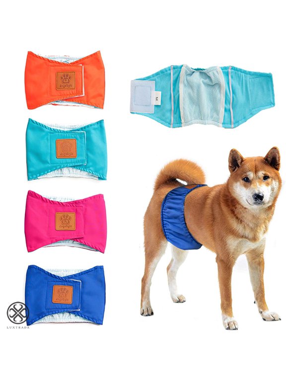 Washable Male Dog Diapers Belly Manner Band Wrap Waterproof Leak Proof Nappies for Small Medium Large Dog "M, Blue"