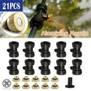Luxtrada Water Brass Misting System Mister Nozzle with 1/4 Slip-Lock, Threaded 10/24 UNC Mist Nozzle Opening, 10 Mist Nozzle + 10 Mist Seat + 1 Plug, Mist Nozzle Kit for Outdoor Patio Cooling System