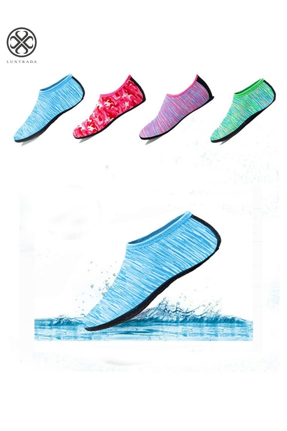 Water Shoes Barefoot Quick-Dry Aqua Water Socks Slip-on for Men Women Fit Beach Swim Diving Surfing and Yoga Exercise "Line Blue, S"