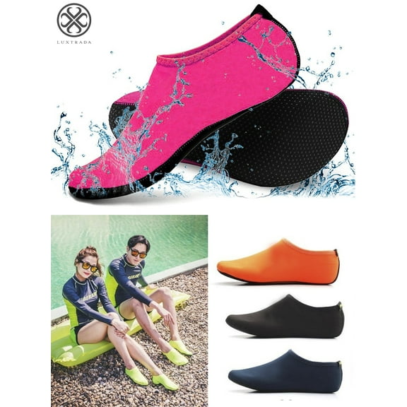 Luxtrada Water Shoes Barefoot Quick-Dry Aqua Water Socks Slip-on for Men Women Kids Fit Beach Swim Diving Surfing and Yoga Exercise "Pink, M"