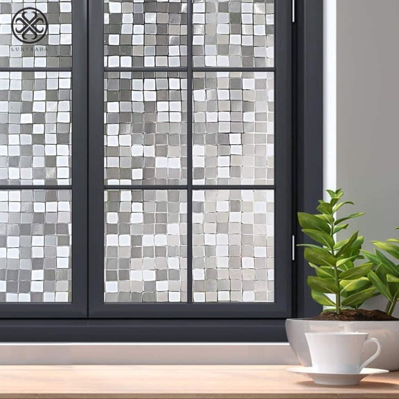 Luxtrada Window Vinyl Stained Glass Window Decals Static Cling Window Sticker Non-Adhesive for Home Kitchen Bathroom Office (Mosaics)