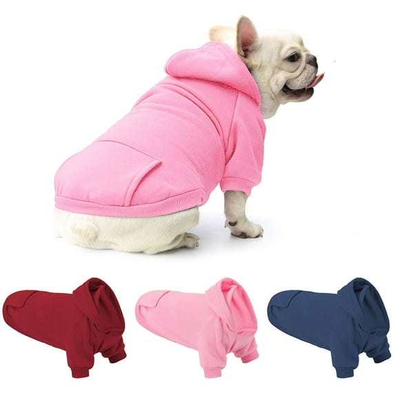 Luxtrada Winter Dog Hoodie Sweatshirts with Pockets Warm Dog Clothes for Small Dogs Chihuahua Coat Clothing Puppy Cat Custume (Pink,L)