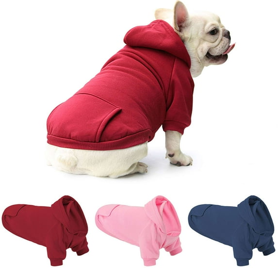 Luxtrada Winter Dog Hoodie Sweatshirts with Pockets Warm Dog Clothes for Small Dogs Chihuahua Coat Clothing Puppy Cat Custume (Red,S)