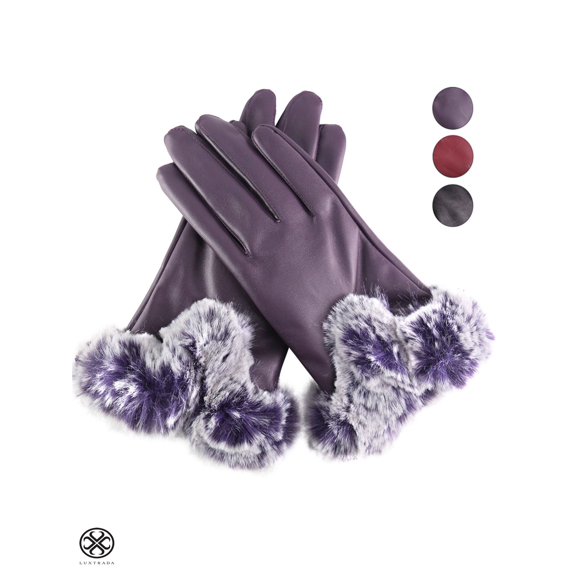 Luxtrada Winter Gloves Touchscreen Warm Thermal Soft Lining Elastic Cuff Texting Anti-Slip for Women (Purple)
