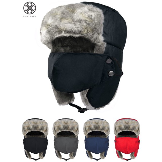 Luxtrada Winter Hats for Men and Women Trooper Hunting Hat Ushanka Hat Ski Hat with Ear Flaps Windproof Waterproof Warm Hat (Black)